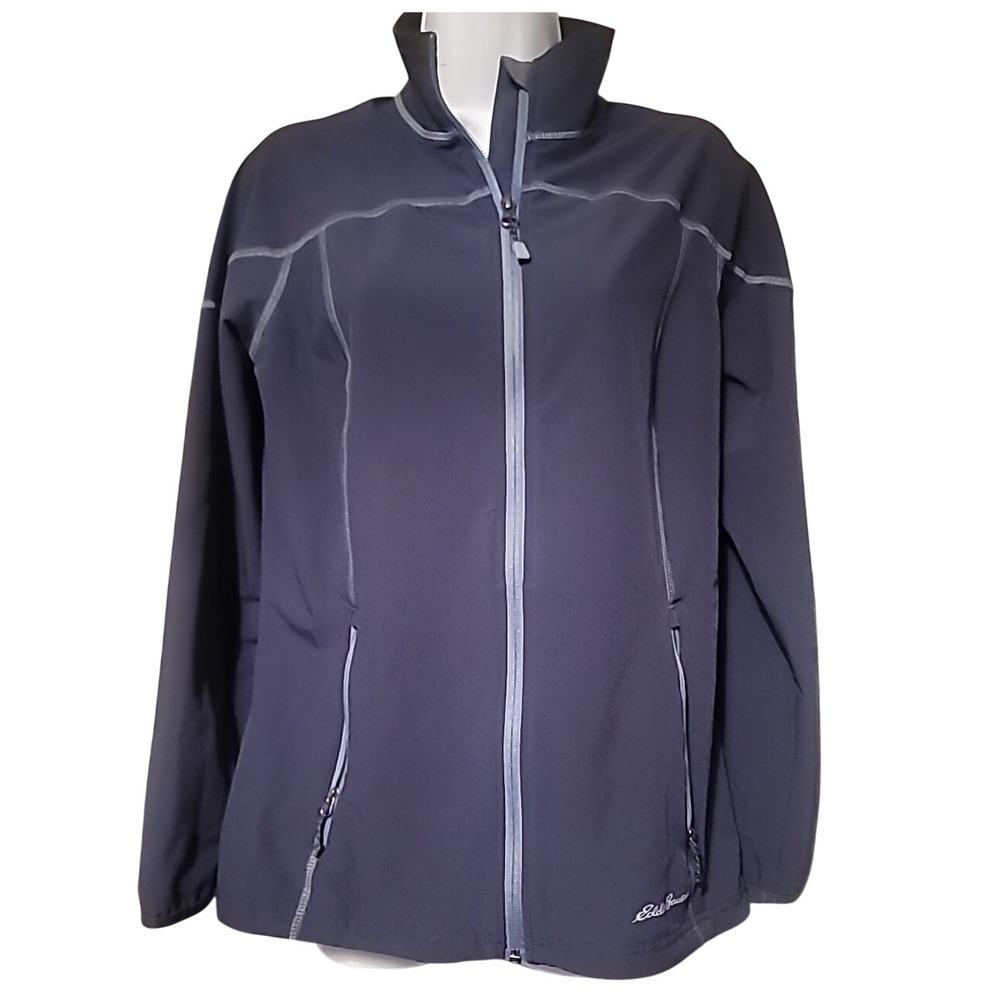 Eddie Bauer Womens Navy Blue Full Zip Softshell Jacket Medium Active Stretch